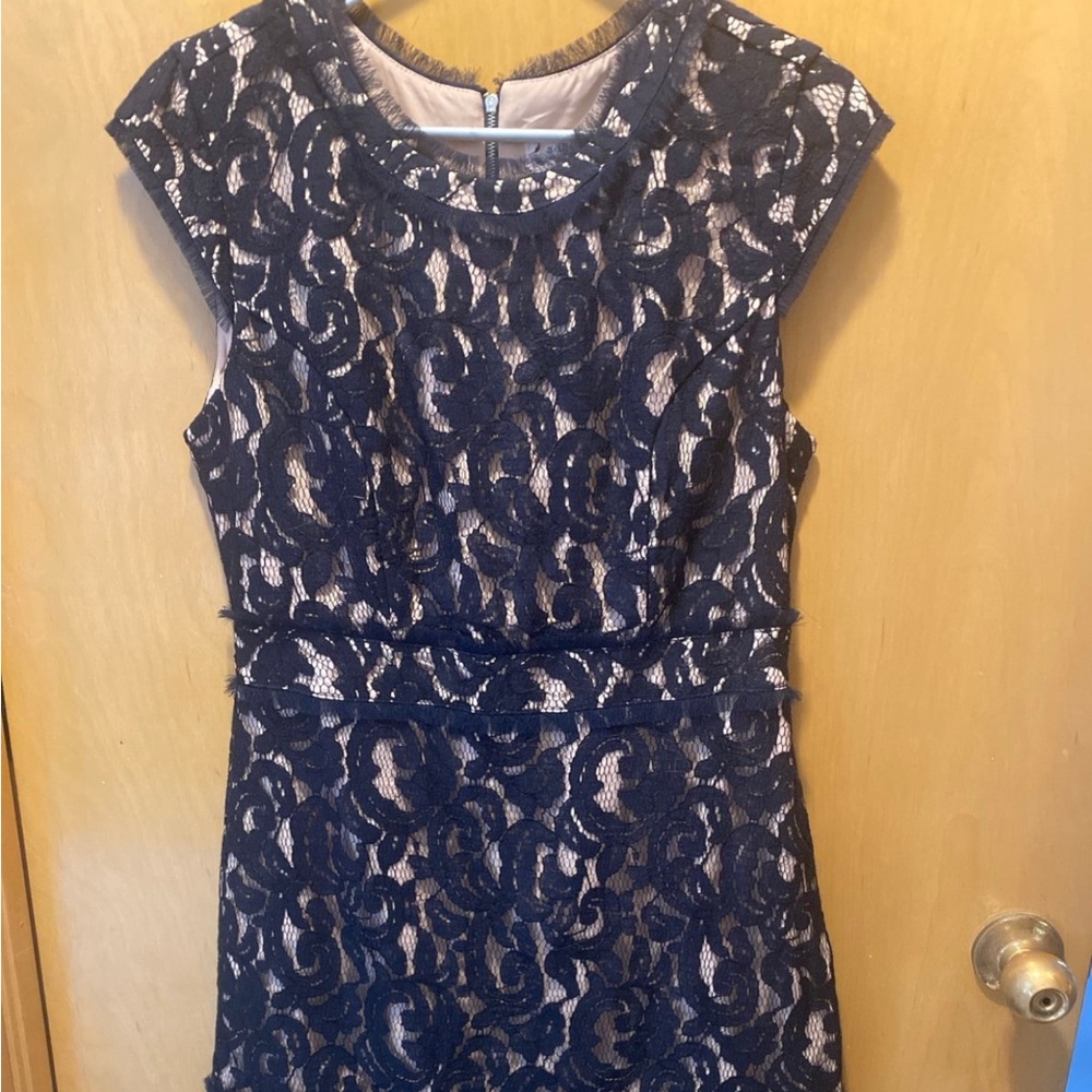 Nanette Lepore Black Nude Floral Lace Mini Dress 10